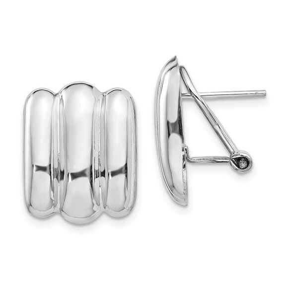 Kazi Luxury 14k White Gold Polished Fancy Omega Back Post Earrings